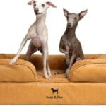 NOAH & PAW Large Dog Bed, 35x25x11 Inch, Orthopedic Dog Beds, Eggshell Memory Foam Infused with Cooling Gel, Inner Cover, Waterproof, Machine Washable (Faux Leather Sofa Collection)