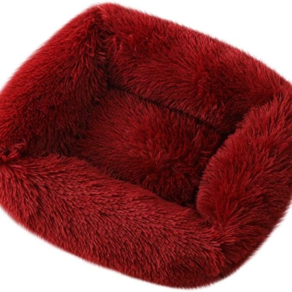 La La Pet Donut Dog Cat Bed Cozy Cave Pet Bed Burrow Dog Bed Calming Cuddler Self-Warming Pet Bed Soft Plush Pet Cushion Improved Sleep for Cats Small Medium Dogs Red XS