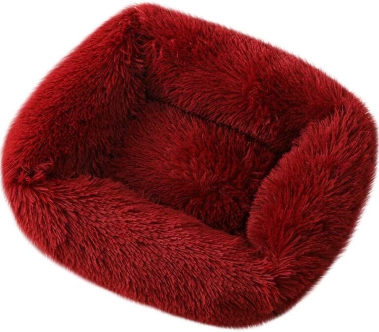 La La Pet Donut Dog Cat Bed Cozy Cave Pet Bed Burrow Dog Bed Calming Cuddler Self-Warming Pet Bed Soft Plush Pet Cushion Improved Sleep for Cats Small Medium Dogs Red XS