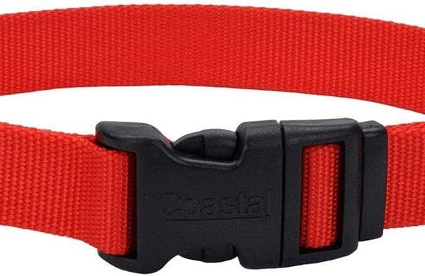 Coastal Pet - Adjustable Dog Collar with Plastic Buckle, Red, 3/4" x 14"-20"