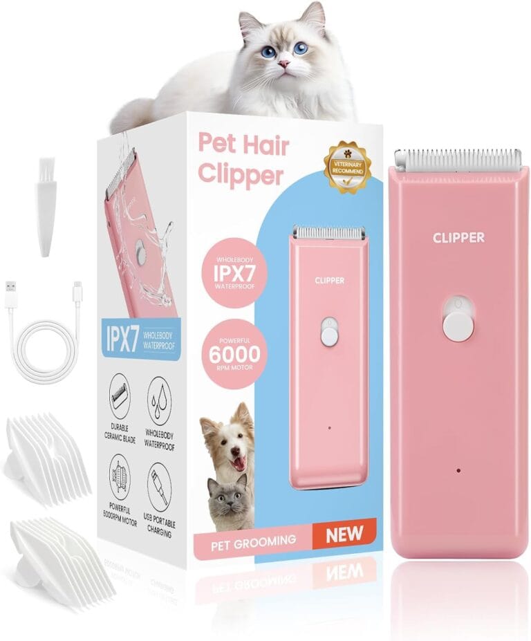 Dog Clipper for Matted & Long Hair,Quiet Pet Paw Hair Trimming Groomer,Handy Cordless Rechargeable Waterproof Shaver Kits for Cats,Small Dogs & Animals Pink