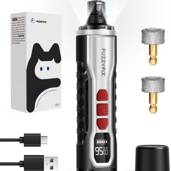 Dog Nail Grinder, Nail Clippers with LED Light, USB Rechargeable Electric Dog Nail Trimmer 5-Speed Paws Grooming & Smoothing for Large Medium Small Dogs Cats Pet