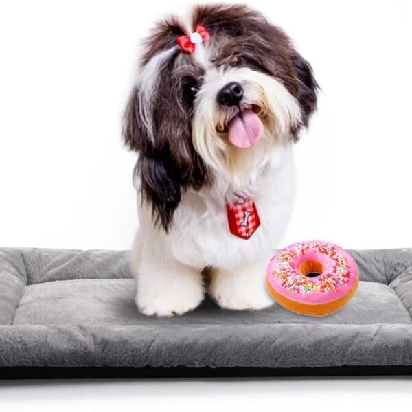 Dog Beds Crate Pad for Small Dogs Ultra Soft Dog Crate Bed Washable & Anti-Slip Kennel Pad,Cat Bed Pad Mat,Gray 24inch