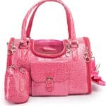 PU Leather Dog Handbag Dog Purse Cat Tote Bag Pet Cat Dog Hiking Bag Travel Bag.fits Under 3 pounds(S, Pink)