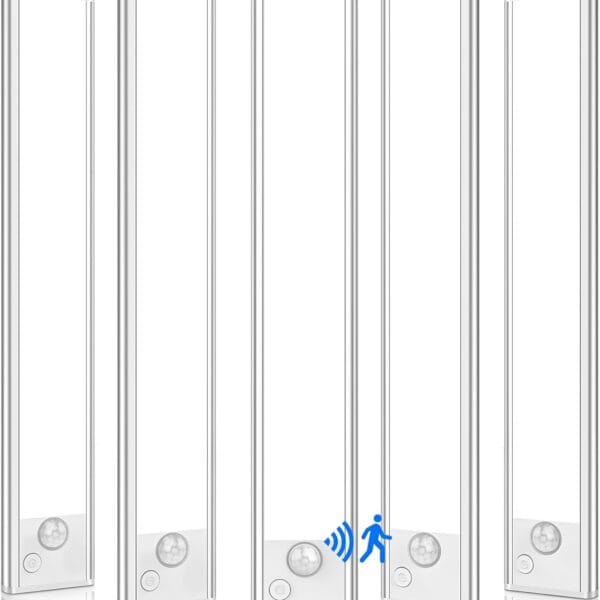 VerRon 5-Pack Under Cabinet Lighting, Upgraded 2200mAh Rechargeable Under Cabinet Lights Wireless, LED Motion Sensor Light Indoor Closet Lights Under-Counter Light Fixtures for Kitchen, Hallway, 10in