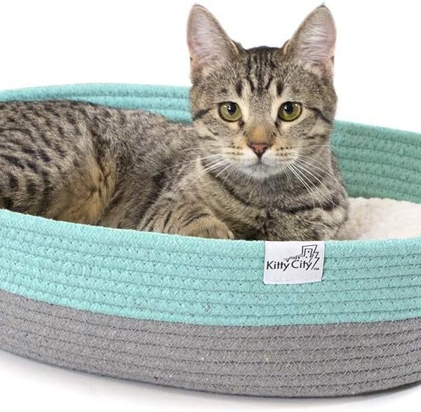 Kitty City Cat Bed, Cotton, 14"W x 19"L x 5"H