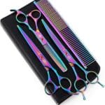 Purple Dragon 7.0 inch Rhinestone Decoration 3PCS Pet Grooming Scissors Dog Hair Cutting & Thinning Shears Set