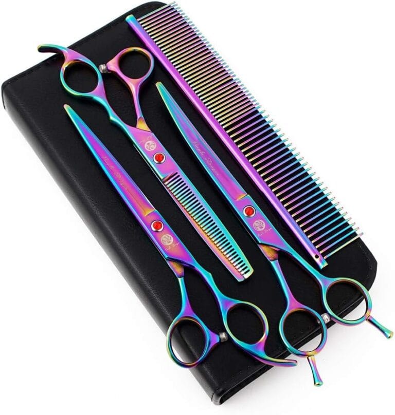 Purple Dragon 7.0 inch Rhinestone Decoration 3PCS Pet Grooming Scissors Dog Hair Cutting & Thinning Shears Set