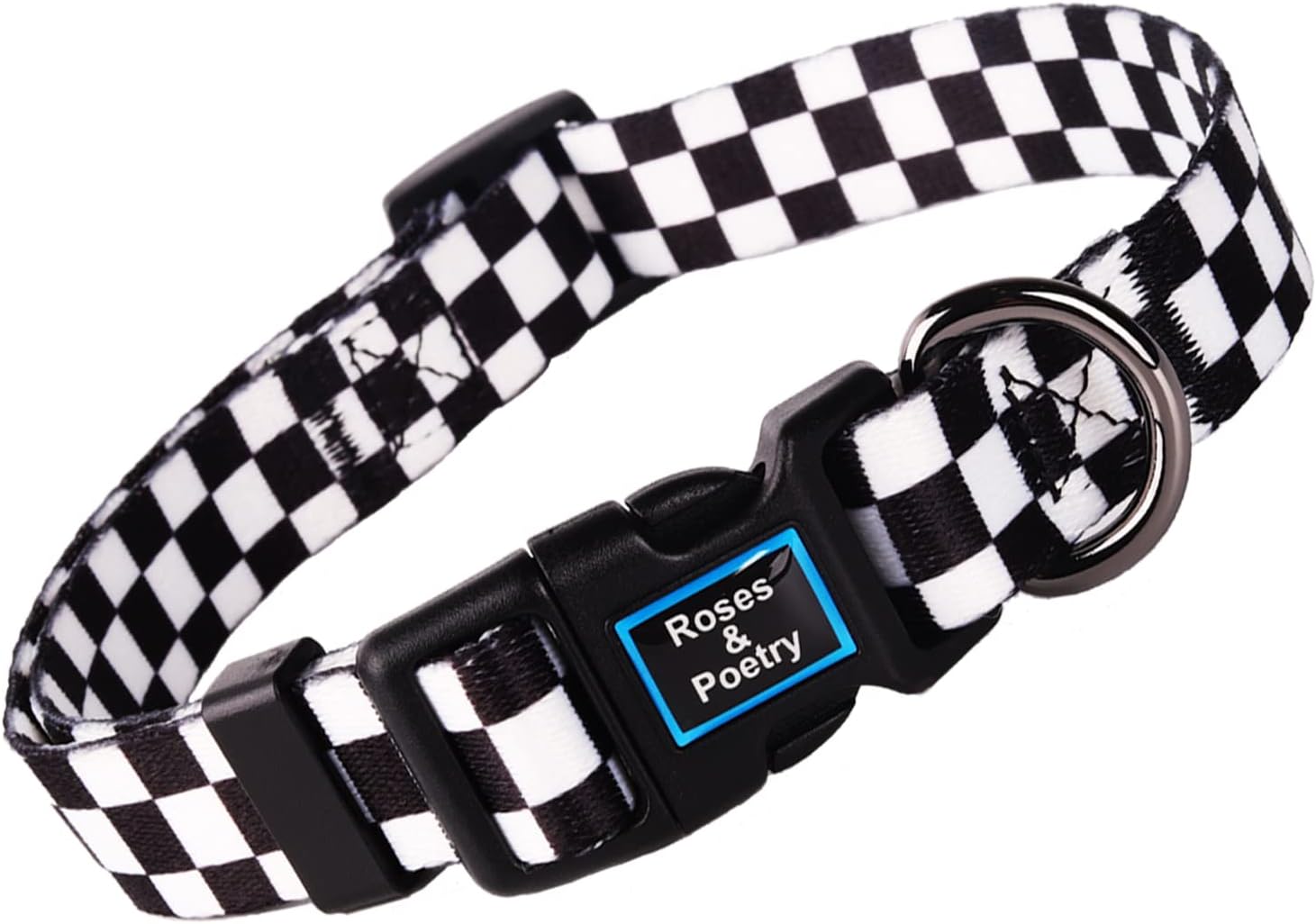 Roses&Poetry Dog Collar with Colourful Patterns, Adjustable Durable Puppy Collars for Small Medium Large Dogs (Black & White-L) Roses&Poetry Dog Collar with Colourful Patterns, Adjustable Durable Puppy Collars for Small Medium Large Dogs (Black & White-L)