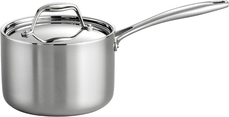 Tramontina Signature Tri-Ply Clad Stainless Steel 2-Quart Sauce Pan with Lid, Induction-Ready, Dishwasher-Safe, NSF-Certified, Made in Brazil