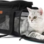 HSC PET Soft Cats Carrier Small Dog Carriers Airline Approved Softsides Pets Bag,Black,Lightweight,Luxury Style,Top Expandable,Guaranteed on Cabin Board Flight Travel Recommend Under 15 lbs (Black)