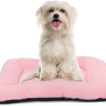Dog Crate Bed Washable Dog Beds for XX-Small Dogs Deluxe Thick Faux Fur Fluffy Comfy Kennel Pad Anti-Slip Pet Sleeping Mat,Indoor Puppy Mattress Cat Kitten Cute Cushion Fit Crates 18 x 12 Inch,Pink