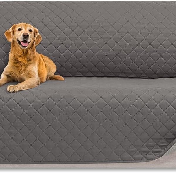 HOMERILLA Reversible 3 Cushion Couch Cover for Dogs Water Resistant Washable Pets Furniture Protector Sofa Cover with Elastic Straps (68", Gray/Light Gray)