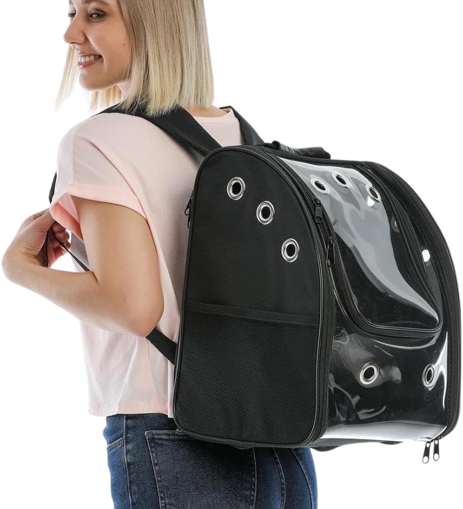SAVUK Cat Backpack Carrier Pet Buble for Cat Dog Animal Breathable 11 Holes Foldable Small Medium LargeTransparent Large Space Great for Easy Travel Airline Hiking Outdoor Up to 22 Lbs (Black) SAVUK Cat Backpack Carrier Pet Buble for Cat Dog Animal Breathable 11 Holes Foldable Small Medium LargeTransparent Large Space Great for Easy Travel Airline Hiking Outdoor Up to 22 Lbs (Black)