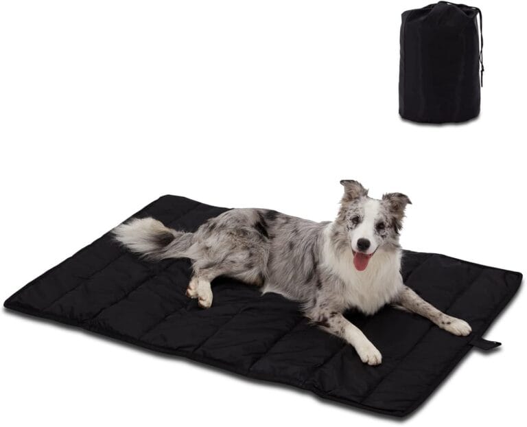 BDEUS 43x25In Large Size Outdoor Dog Bed, Waterproof & Portable Camping Travel Pet Mat, Easy to Clean, Washable Odor Resistant Pet Cooling Pad (Black)