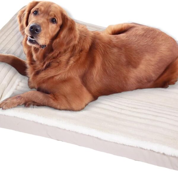 Dog Bed Bolster Pillow with Shredded Memory Foam Removable Cover Machine-Washable for Dogs Up to 100 lbs