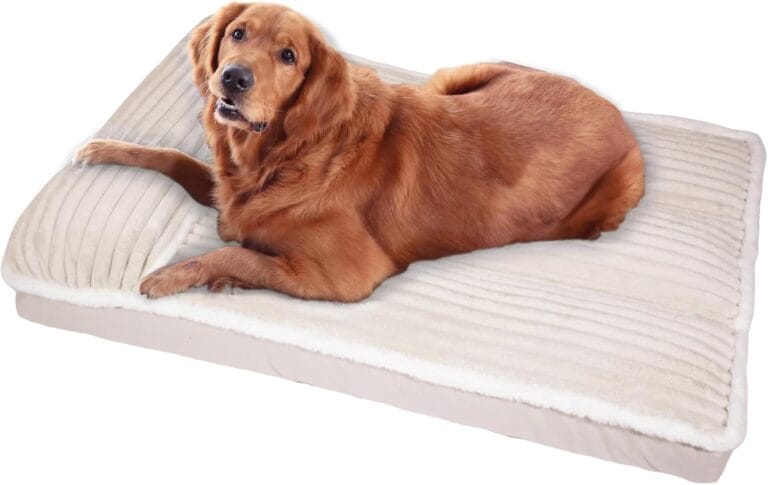 Dog Bed Bolster Pillow with Shredded Memory Foam Removable Cover Machine-Washable for Dogs Up to 100 lbs