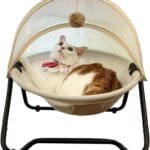 Cat Bed, Pet Hammock Bed for Cats and Dogs, Comfortable and Breathable Elevated Cat & Dog Nest, Easy to Assemble, Cover Removable and Washable, Suitable for Indoor and Outdoor Use (Cream)