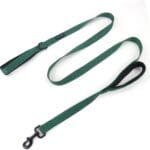 Wagtime Club Double Handle Dog Leash, 6ft Long Heavy Duty Dog Leash with Paded Traffic Handles for Extral Control and Training, Dual Handles Leads, Large Medium Small Dogs (Reflective Hunter Green)