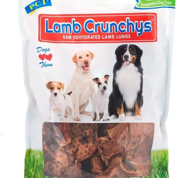 PCI Pet Center Inc. Lamb Crunchys Raw Dehydrated Lamb Lungs Dog Treats, 16 Ounce Pack, LAM-016MC