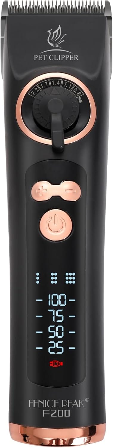 Professional Dog Grooming Clippers with 12H Runtime & Replaceable 440C Blade, 3-Speed Low Noise Electric Dog Shaver for Thick, Matted, Curly Hair, Cordless Clipper for Groomer & Home Use, Black