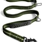 Heavy Duty Tactical Bungee Dog Leash, 4-6FT Shock Absorbing Tactical Dog Leash with 2 Padded Handles, Metal Carabiner Clip, Car Seatbelt, Reflective for Medium Large Dogs (ArmyGreen)