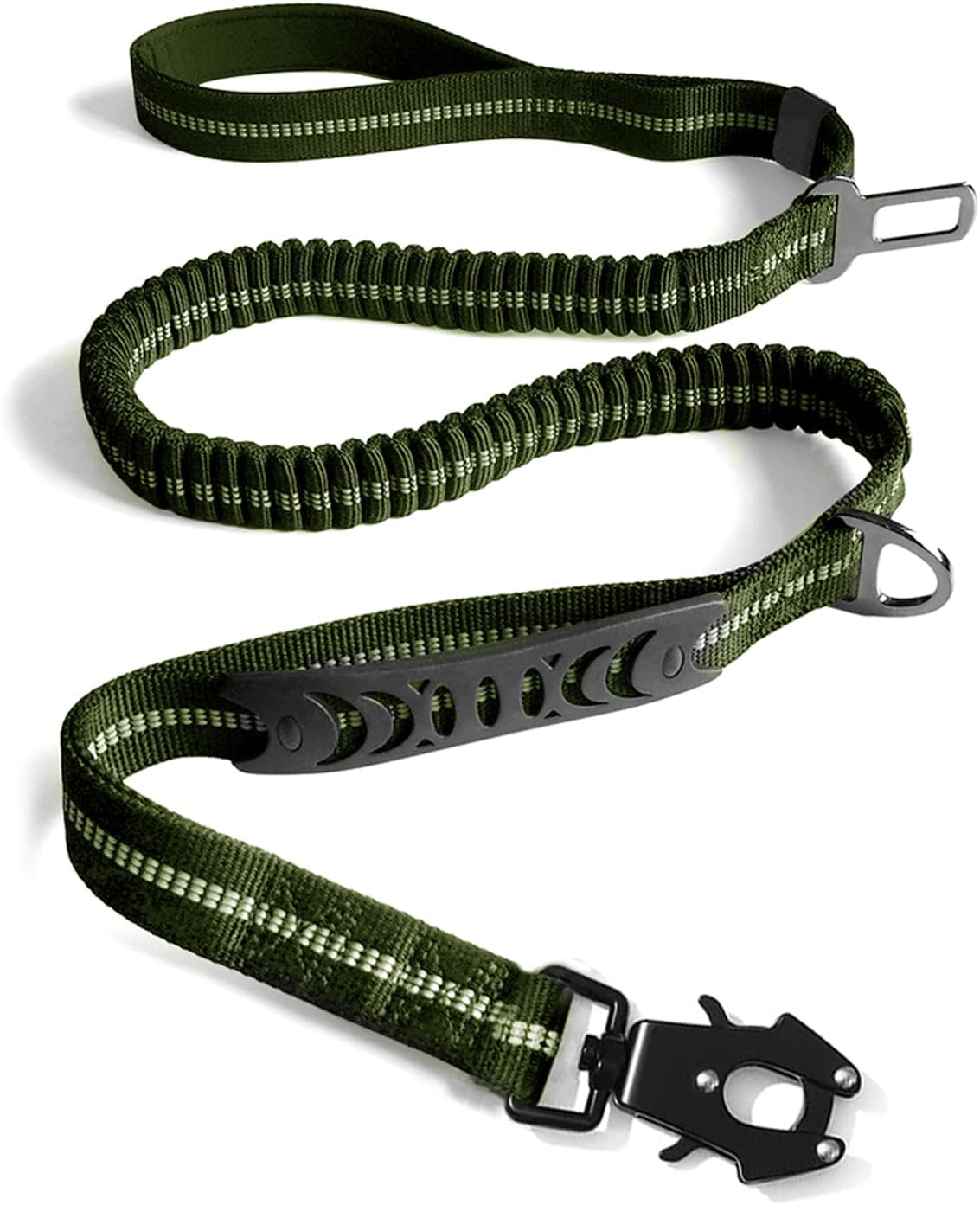 Heavy Duty Tactical Bungee Dog Leash, 4-6FT Shock Absorbing Tactical Dog Leash with 2 Padded Handles, Metal Carabiner Clip, Car Seatbelt, Reflective for Medium Large Dogs (ArmyGreen) Heavy Duty Tactical Bungee Dog Leash, 4-6FT Shock Absorbing Tactical Dog Leash with 2 Padded Handles, Metal Carabiner Clip, Car Seatbelt, Reflective for Medium Large Dogs (ArmyGreen)