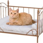 Dog Bed Couch, Cat Bed, Metal Frame Pet Sofa, Pet Sleeping Beds with Washable Cover, Min-Medium Dog Sofa for Pet Rest (Gold)