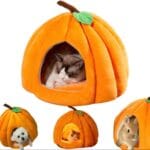 2025 Pumpkin Cat House, Cute Pumpkin Shape Cat Cave, Cozy Washable Pumpkin Cave Tent Pumpkin Cat Bed with Removable Cushion for Indoor Cats & Small Dogs, 2026 New Pumpkin Cat Bed