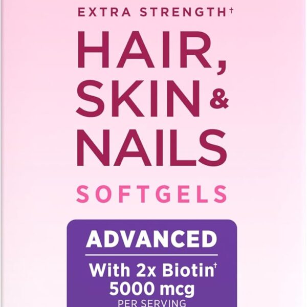Nature's Bounty Advanced Hair, Skin & Nails, Argan-Infused Vitamin Supplement with Biotin and Hyaluronic Acid, 150 Rapid Release Softgels, 50 Total Servings