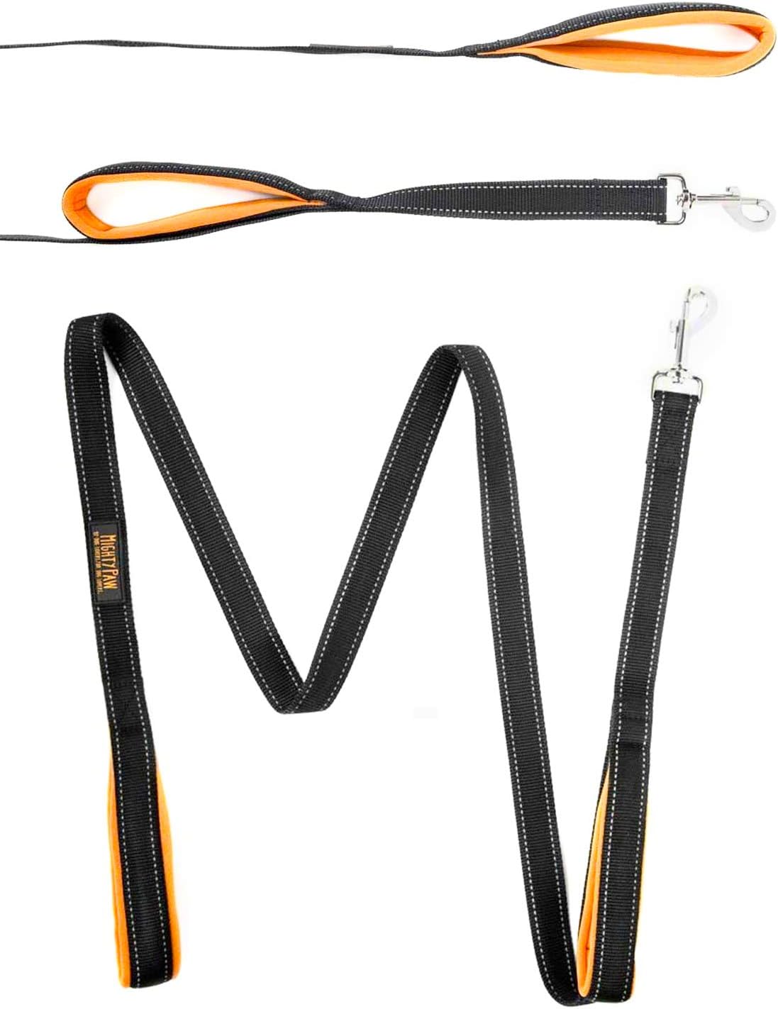Mighty Paw Dual Handle Dog Leash - Reflective for Night Safety - Padded Leash - Dog Leash with Two Handles - Dog Leash with Carabiner Clip - Traffic Handle Leash - 6 Feet Long Dog Leash (Black/Orange) Mighty Paw Dual Handle Dog Leash - Reflective for Night Safety - Padded Leash - Dog Leash with Two Handles - Dog Leash with Carabiner Clip - Traffic Handle Leash - 6 Feet Long Dog Leash (Black/Orange)