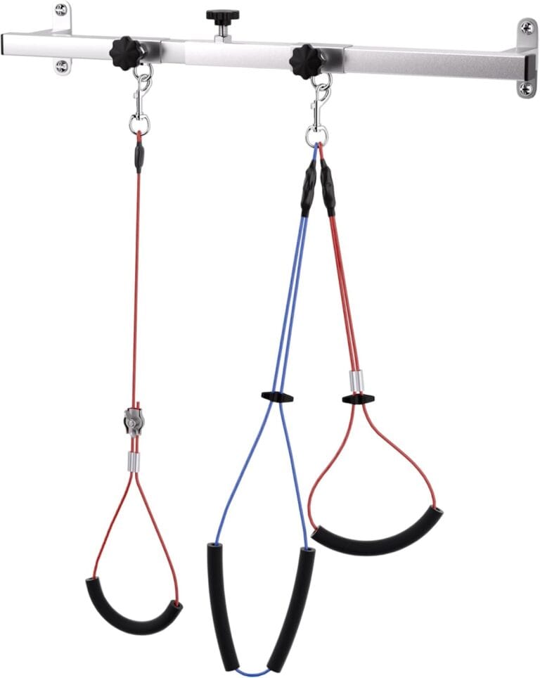 Dog Grooming Holder for Bathing - Wall-Mounted Adjustable Pet Grooming Arm with 2 Sliding Blocks, No Sit Haunch Holder & Steel Ropes,pet Grooming Tools (Adjustable: 4572cm (17.728.3"))