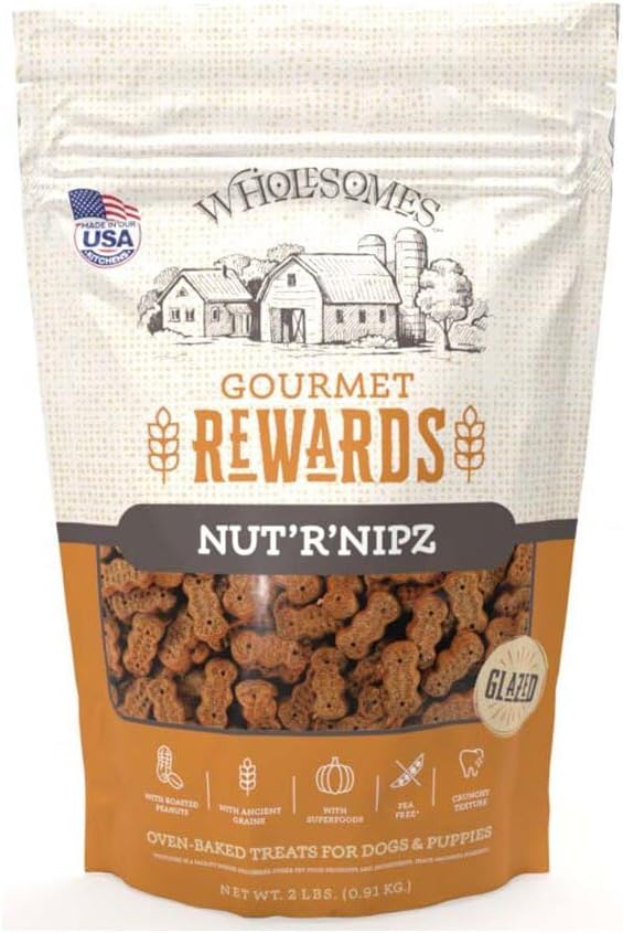 SPORTMiX Wholesomes Gourmet Rewards Nut'R'Nipz Dog Biscuits, Peanut Butter, 2Lb. Bag (2100306)