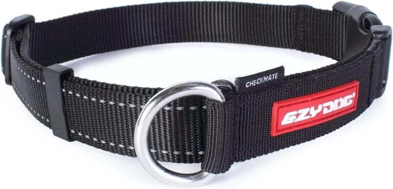 EzyDog Checkmate Martingale Collar for Dogs  Premium Nylon Training Dog Collar for Easy Control with no Choking (Large, Black)