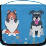 Cartoon Animal Dogs Puppy Hanging Toiletry Bag Travel Makeup Bag for Women Men Waterproof Cosmetic Bag Organizer Blue