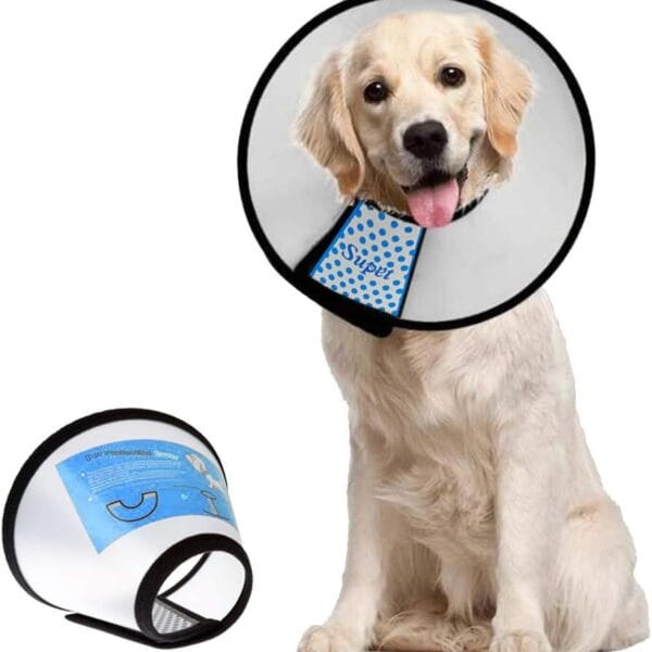 Supet Dog Cone Collar Adjustable After Surgery, Comfortable Pet Recovery Collar & Cone for Large Medium Small Dogs, Elizabethan Dog Neck Collar Plastic Practical