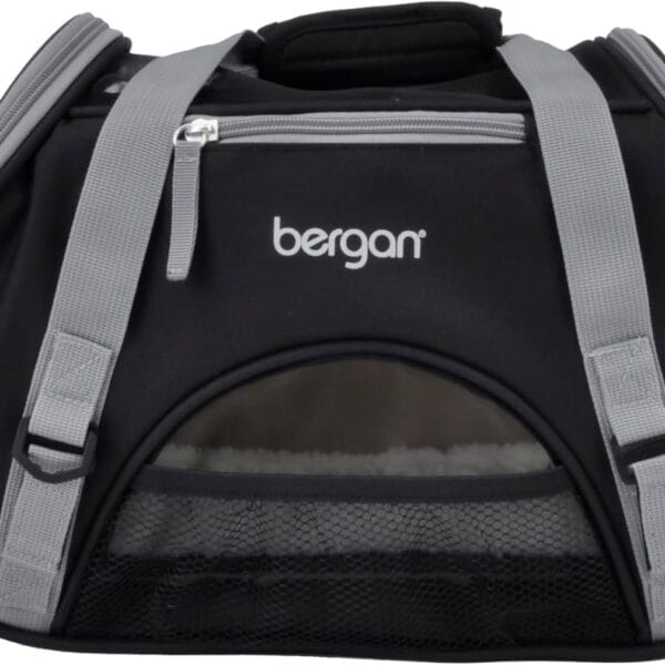 Coastal Pet Bergan Comfort Carrier - Breathable Travel Carrier for Dogs & Cats - Black & Grey, 16" x 8" x 11"