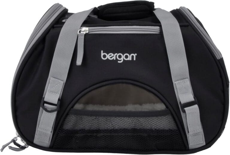 Coastal Pet Bergan Comfort Carrier - Breathable Travel Carrier for Dogs & Cats - Black & Grey, 16" x 8" x 11"