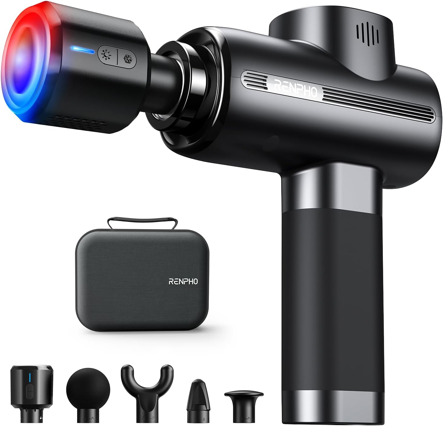 RENPHO Thermacool Massage Gun Deep Tissue with Heat and Cold Head, Handheld Muscle Massager with Carry Case, Percussion Body Muscle Masajeador for Men Women Athletes, Active RENPHO Thermacool Massage Gun Deep Tissue with Heat and Cold Head, Handheld Muscle Massager with Carry Case, Percussion Body Muscle Masajeador for Men Women Athletes, Active