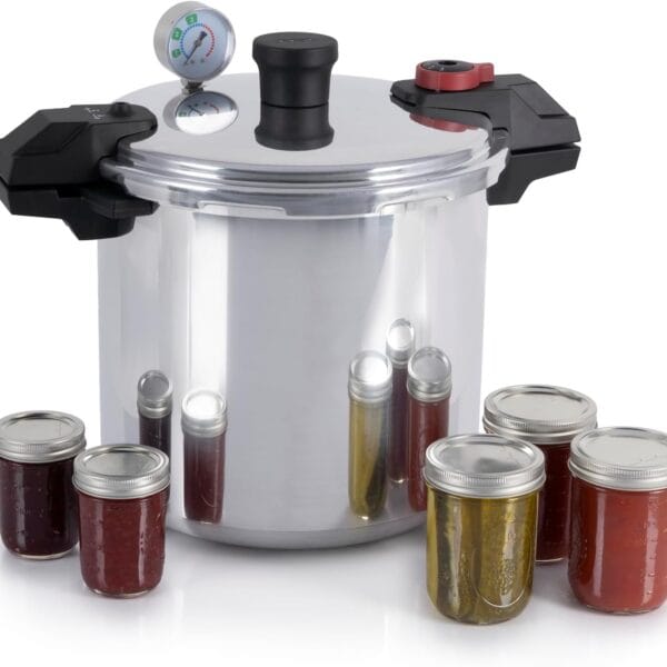 T-fal Pressure Cooker Aluminum Pressure Canner, 22 Quart, 3 PSI Settings, Cookware, Pots and Pans, Large Capacity, Cooling Racks, Recipe Booket, Canning Vegetables, Meats, Poultry, Seafood, Silver