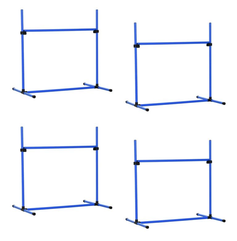 Dog Agility Training Kit - 4 Adjustable Jumps w/Carry Bag - Dog Obstacle Course for Yard, Park, & Travel - Blue