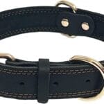 LWBMG Leather Dog Collar, Heavy Duty, Soft & Strong, Adjustable, Small to Medium Dogs, Black, 13-15.4" Neck