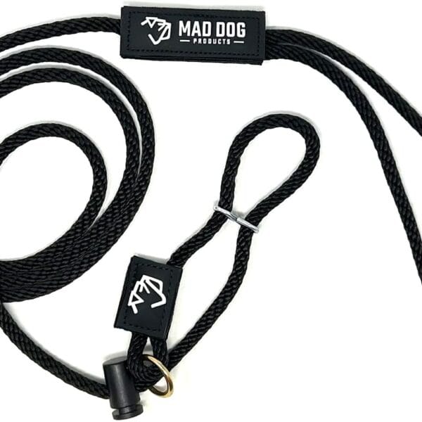 Mad Dog Products Easy Leader Dog Leash 1/4" x 8' Black Signature Rope- Made in USA