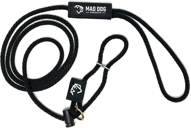 Mad Dog Products Easy Leader Dog Leash 1/4" x 8' Black Signature Rope- Made in USA