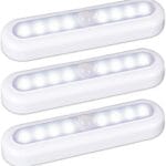 STAR-SPANGLED 3 Pack 7 Motion Sensor Lights Indoor Battery Operated, Stick on LED Light for Closet, Stairs, Under Cabinet, Cool White