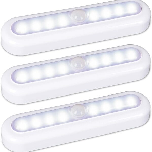 STAR-SPANGLED 3 Pack 7 Motion Sensor Lights Indoor Battery Operated, Stick on LED Light for Closet, Stairs, Under Cabinet, Cool White