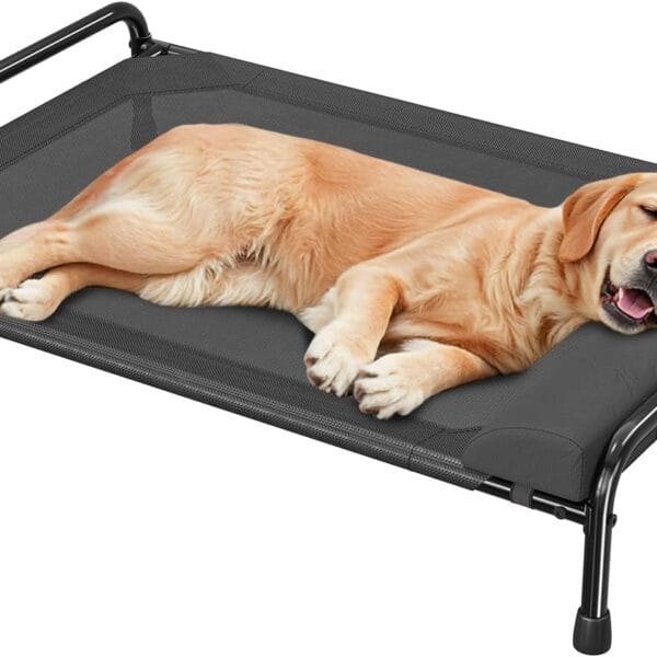 Simple Trending Elevated Dog Bed for Large Dogs, Cooling Raised Pet Cot with Bolster, Breathable Outdoor Couch Bed, 44.5" x 31", Black