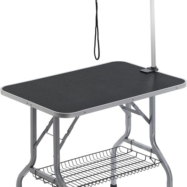 VEVOR Pet Grooming Table Arm with Clamp, 36''x24'' Dog Grooming Station, Foldable Pets Grooming Stand for Medium and Small Dogs, Free No Sit Haunch Holder with Grooming Loop, Bearing 330lbs