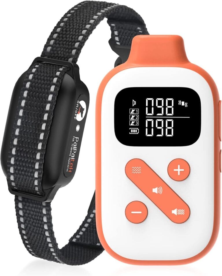 PaiPaitek Vibrating Dog Collar No Shock, 3300ft Range Dog Beep Collar with Remote, IPX7 Waterproof Rechargeable No Shock Training Collar for 5-120 lbs All Breeds - No Prongs