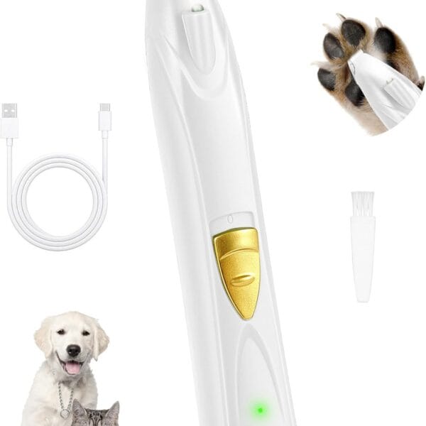 LEYOUFU Dog Clippers for Grooming, Cordless Dog Grooming Kit for Small Dogs with LED Light, Rechargeable Low Noise Cat Hair Trimmer for Grooming Pet Hair Around Paws, Eyes, Ears, Face, Rump (White)